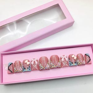 Kawaii 3D Press On Nails: Hand Painted Reusable Gel Nails