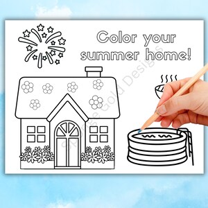 Summer Home Coloring Page: Real Estate Open House Activity (PDF)