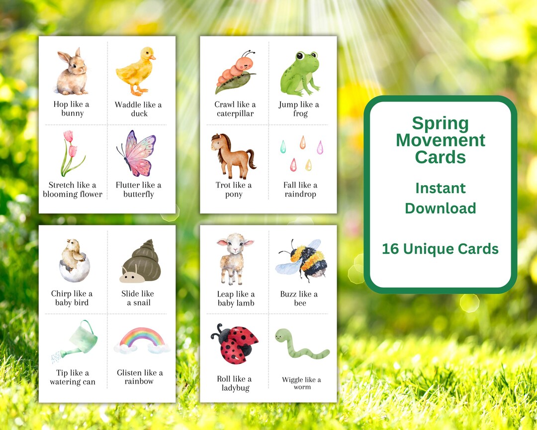 Spring Movement Cards: Kids Action Game (printable PDF) - Etsy