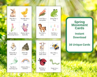 Spring Movement Cards: Kids Action Game (Printable PDF)