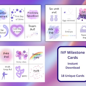 Cartes d'étapes marquantes de la FIV à imprimer, cadeau de soutien à la fertilité, Cartes d'étapes importantes sur le parcours de la FIV, Inspiration FIV, Cartes photo sur la fertilité