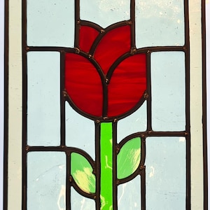 Art Deco Tulip Stained Glass Panel Suncatcher