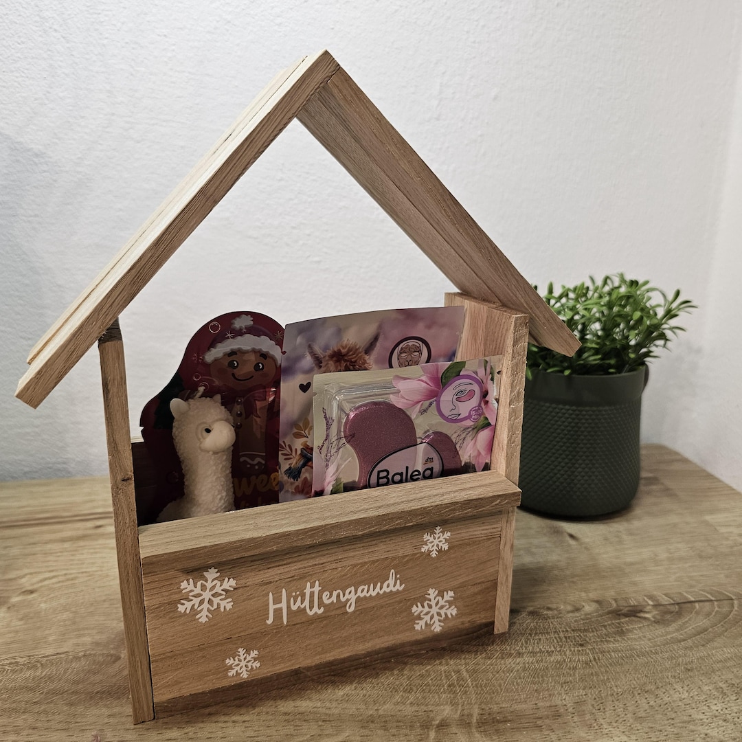 Wooden House Gift Box, DIY Empty Gift Packaging, Wooden House to Fill ...
