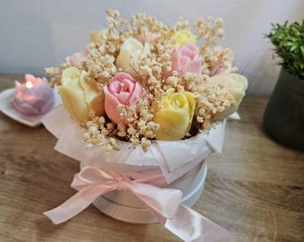 Tulip candle bouquet pastel – Handmade flower candles made of rapeseed wax – Spring decoration gift sustainable – Gift bouquet