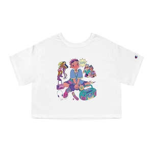 Cropped T-Shirt, 90s Style Crop Top, Fun Girls Will Be Girls Tee, Champion Women&#39;s Heritage Shirt, Short Sleeve Fashion Top