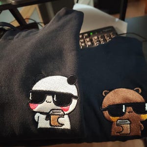 Bubu Dudu Couple Hoodie Tshirt, Bear Panda Sweatshirt, Cute Matching, Shirt Gift For Couple, Gift for Valentines (Add 2 Into Your Cart)