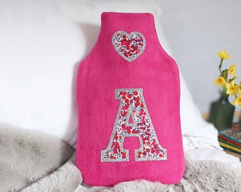 Liberty Floral Initial Personalised Hot Water Bottle Cover