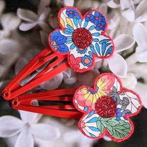 Liberty print fabric hair clips gift for girl