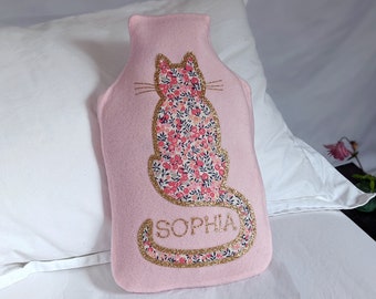 Liberty Cat Personalised Hot Water Bottle Cover