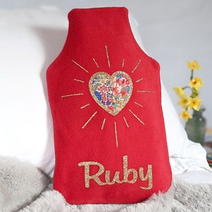 Liberty Sunburst Heart gepersonaliseerde warmwaterkruikhoes