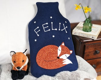 Fox personalised hot water bottle cover - scandi fox - woodland nursery- scandi nursery - gift for animal lover - fox gift