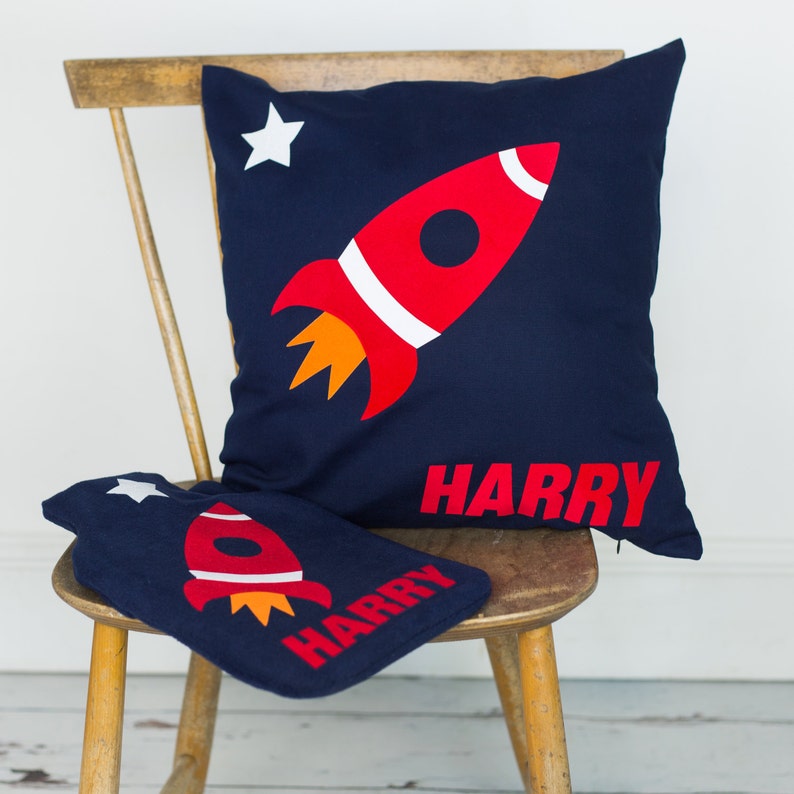 Space Rocket personalised hot water bottle cover personalized space boy's bedroom gift for space lover image 4