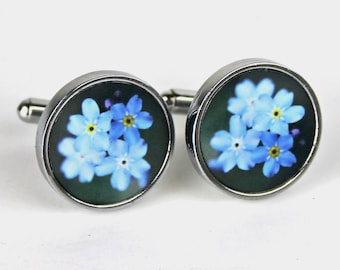 Boutons de manchette Forget-Me-Not - pour le marié, les garçons d'honneur et les huissiers