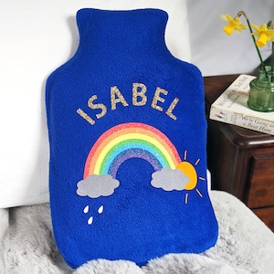 Rainbow Personalised Hot Water Bottle Cover