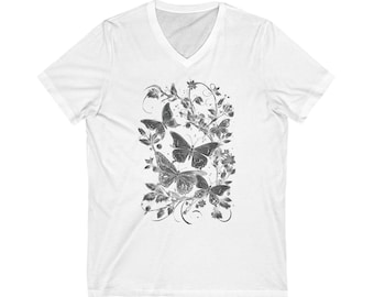 Women's Butterfly Short Sleeve V-Neck Tee