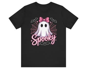 Halloween T-Shirt, Cute Girly Ghost Spooky , Unisex Top, Ghost Tee, Halloween Costume, Halloween Party Outfit, Halloween Gift
