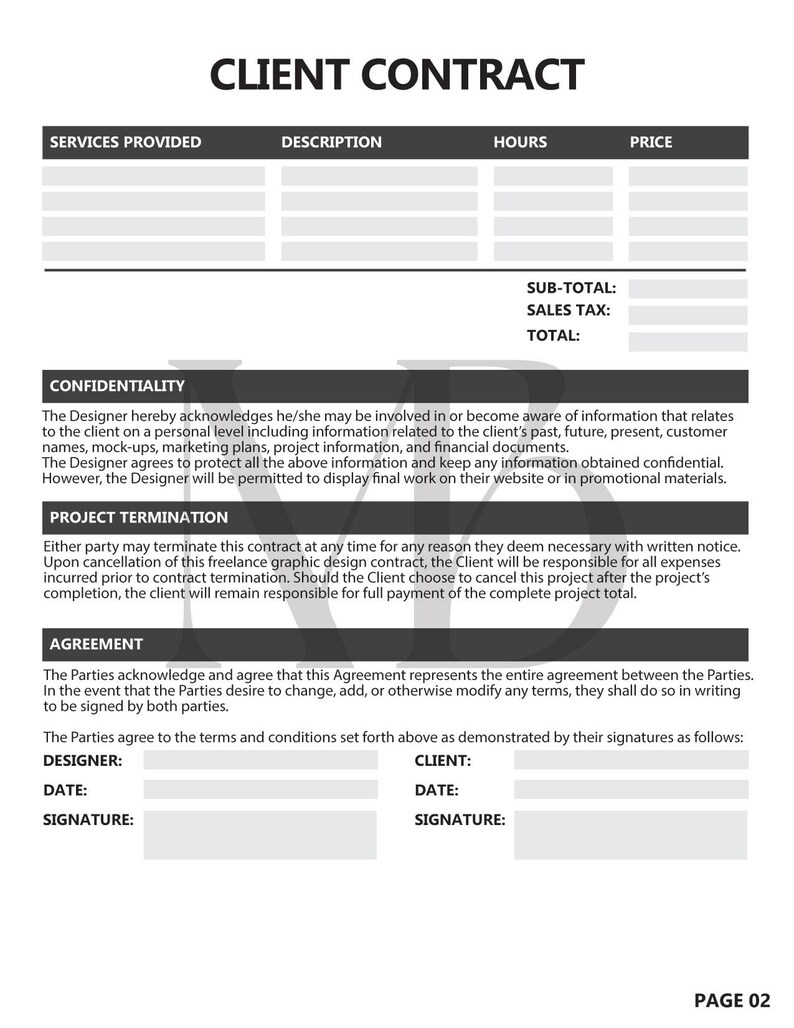 Client Contract - Fillable PDF - Etsy