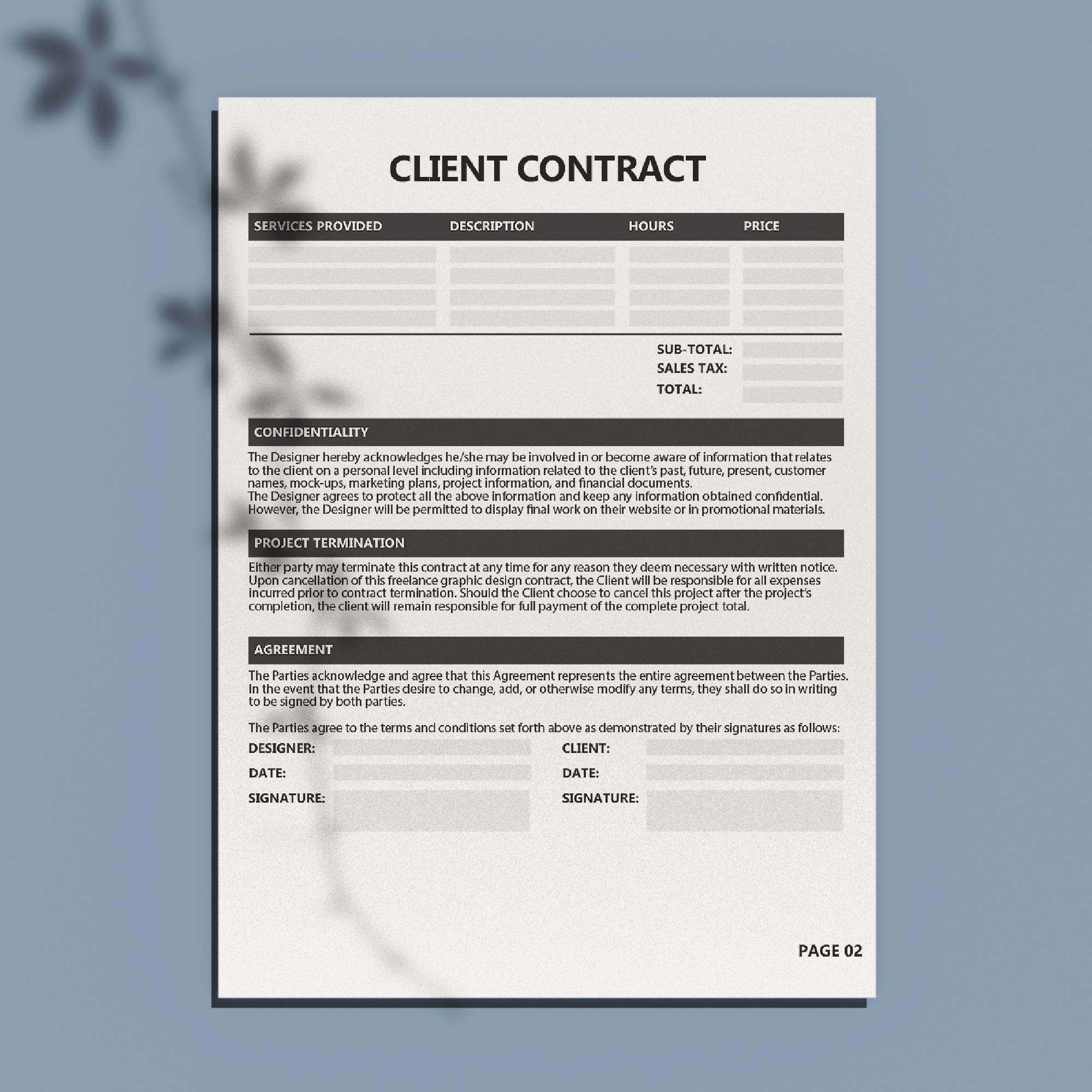 Client Contract - Fillable PDF - Etsy