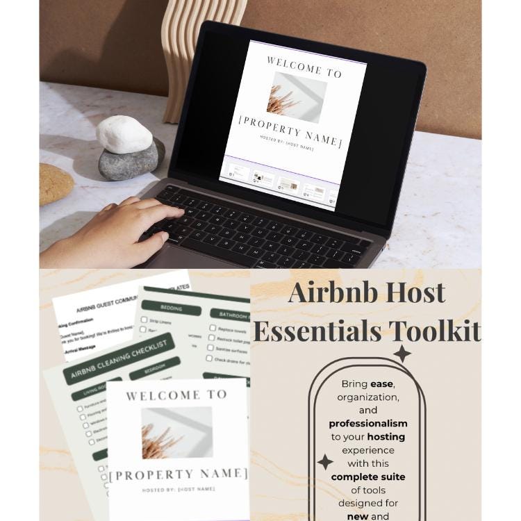 Airbnb Host Toolkit Editable Canva Templates, Guest Manual, Cleaning