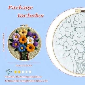 Floral Needle Felting Kit for Beginners – Wool Felting Set with Needles, Foam Pad & Felt Cloth, Perfect Gift for Mother’s Day and Birthdays image 3