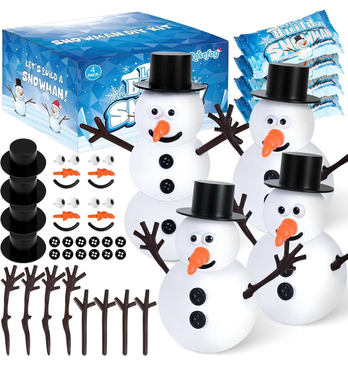4pcs Air Dry Clay Snowman DIY Kit, Fun Christmas & Winter Craft…