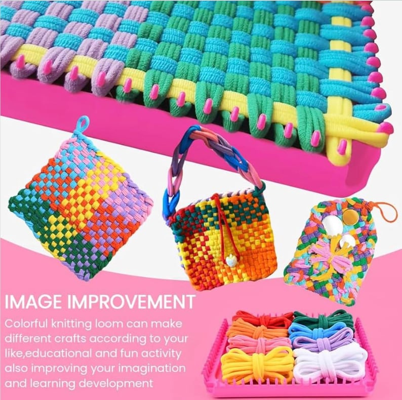 DIY Weaving Loom Kit for Beginners, 96 Loop Potholder Loom Craft Set ...