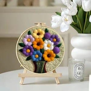 Floral Needle Felting Kit for Beginners – Wool Felting Set with Needles, Foam Pad & Felt Cloth, Perfect Gift for Mother’s Day and Birthdays image 2