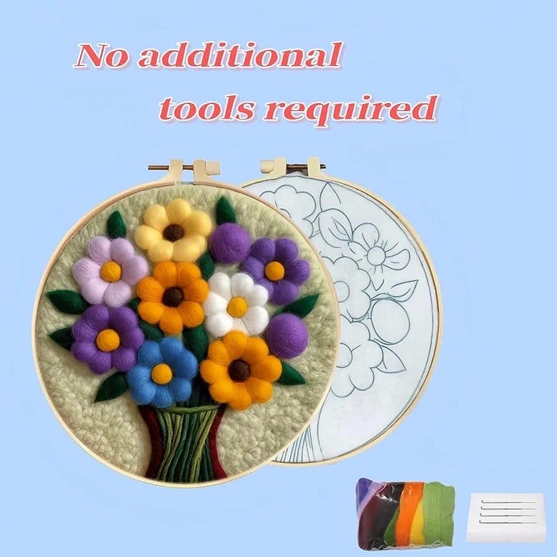 Floral Needle Felting Kit for Beginners – Wool Felting Set with Needles, Foam Pad & Felt Cloth, Perfect Gift for Mother’s Day and Birthdays image 5