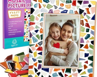 Mother’s Day DIY Mosaic Picture Frame Kit – Creative Craft Activity Set for Kids, Teens and Adults, Fun Craft Gift & Art Project