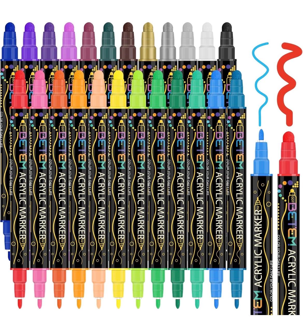 Grabie Fine Point Acrylic Paint Pens 48 Colors Acrylic Paint