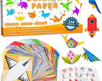 238 Sheets Origami Paper Kit – 54 Patterns, Colored & Blank Sheets for DIY Origami, Paper Crafts, Kids and Adult Art Projects