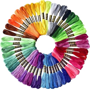 50 Skeins Embroidery Floss Rainbow Color Per Pack Cross Stitch Threads Friendship Bracelets Floss Crafts Floss (50) Embroidery Floss For DIY