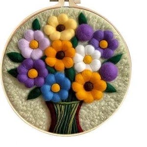 Floral Needle Felting Kit for Beginners – Wool Felting Set with Needles, Foam Pad & Felt Cloth, Perfect Gift for Mother’s Day and Birthdays image 1