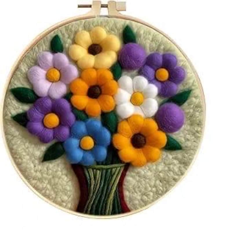 Floral Needle Felting Kit for Beginners – Wool Felting Set with Needles, Foam Pad & Felt Cloth, Perfect Gift for Mother’s Day and Birthdays image 1