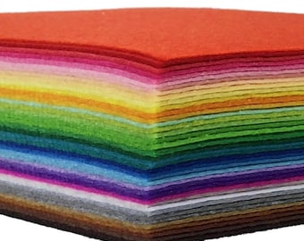 42 Felt Fabric Sheets 4x4 Inch Assorted Colors, 1mm Thick Nonwoven Felt Squares for DIY Crafts, Sewing, Scrapbooking and School Projects