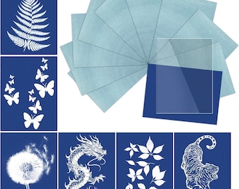 10PCS A5 Cyanotype Sun Print Kit with Acrylic Panel, DIY Nature Art Kit for Adults & Beginners, Botanical Craft, Birthday, Father’s Day Gift