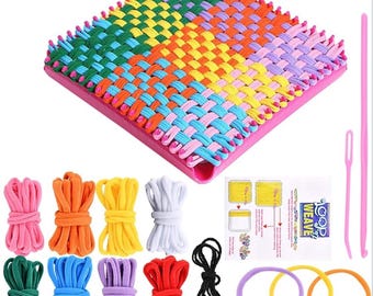 Kit de telar para principiantes, juego de manualidades de 96 bucles para hacer agarraderas, ideal para niños y adultos, actividad de manualidades de verano, regalo de cumpleaños o familiar.