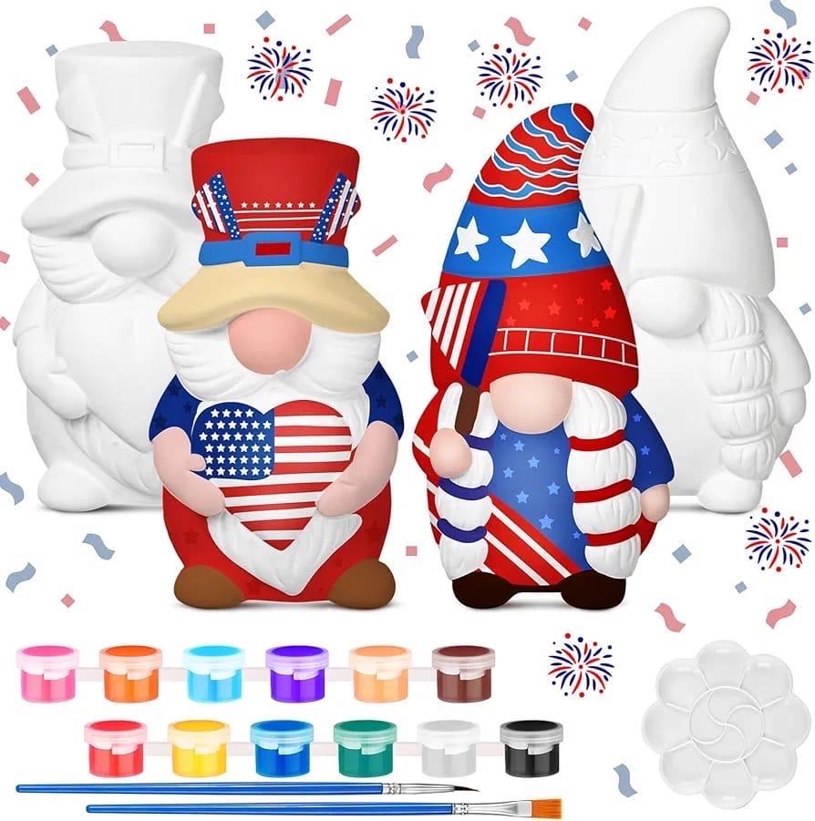 41 Easy Patriotic Crafts for Kids Even Parents Will Love 24 2 Pack Paint Your Own Ceramic Gnome Kit, Patriotic DIY Craft Set…