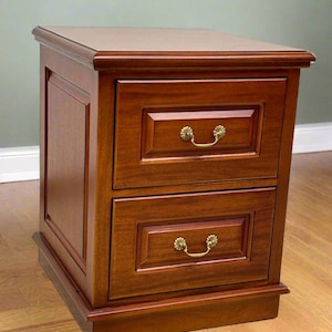 Elegant 2-drawer file cabinet with rich light brown Walnut finish