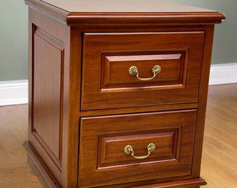 Elegant 2-drawer file cabinet with rich light brown Walnut finish