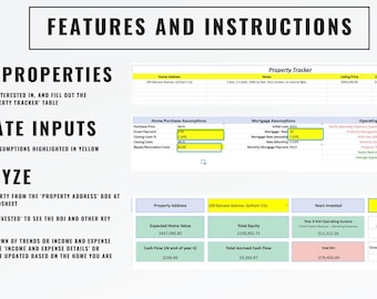 Rental Property Investment Calculator Investment Property Anaylzer AirBNB Real Estate Excel Google Sheets ROI Cash Flow Cap Rate