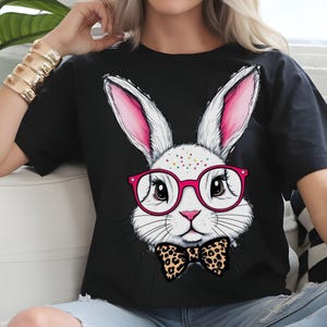 Coquette Easter Bunny PNG: Retro Bow, Digital Download