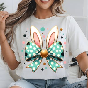 Cute Easter Coquette Bow PNG, Retro Easter PNG Happy Easter Bunny Digital Download Bunny Rabbit Boho Easter PNG Coquette Easter Sublimation