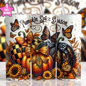 Pumpkin Season Fall Tumbler Wrap,20oz Skinny Sublimation Tumbler Design,Pumpkin Sublimation Design PNG,Autumn Fall Tumbler Wrap,Digital PNG