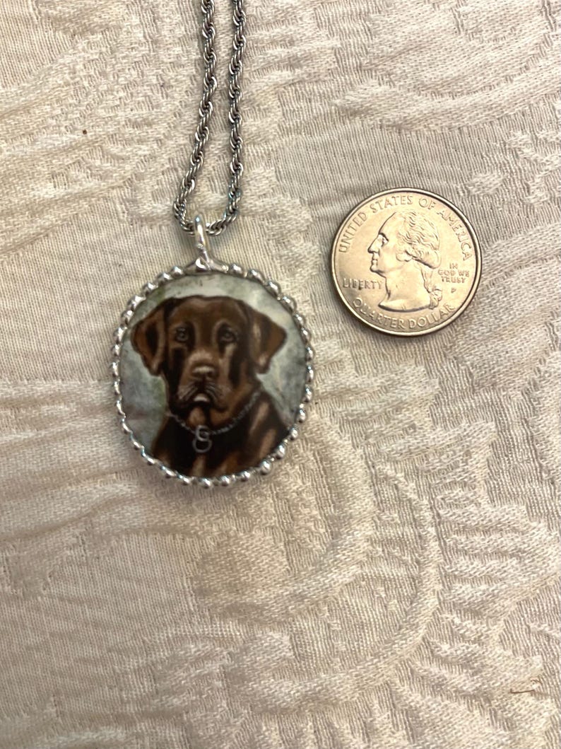 Chocolate Lab Broken China Necklace Etsy