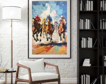 Thundering Champions” Abstract Horse Racing Art Print • Dynamic Equestrian Wall Decor • Digital Download