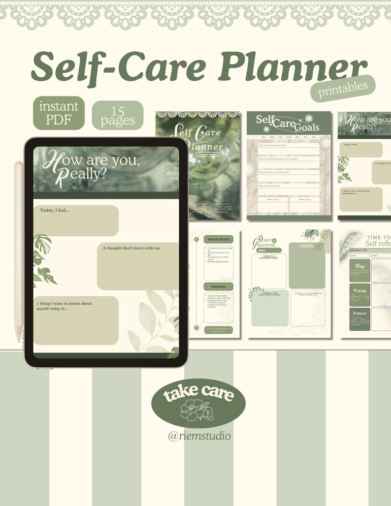 Gentle Self-care Planner | Mental Health Journal PDF | Printable Self ...
