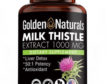 Golden Naturals Milk Thistle – Vitamins for Liver Health and Detoxification Wellness Vitamin Supplement