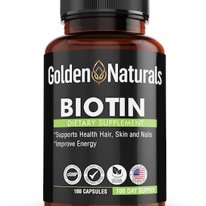 Golden Naturals Biotin – Vitamins for Healthy Hair, Skin & Nails Support Wellness Vitamin Supplement