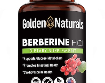 Golden Naturals Berberine HCl – Vitamins Metabolic Support & Immune Health Wellness Vitamin Supplement